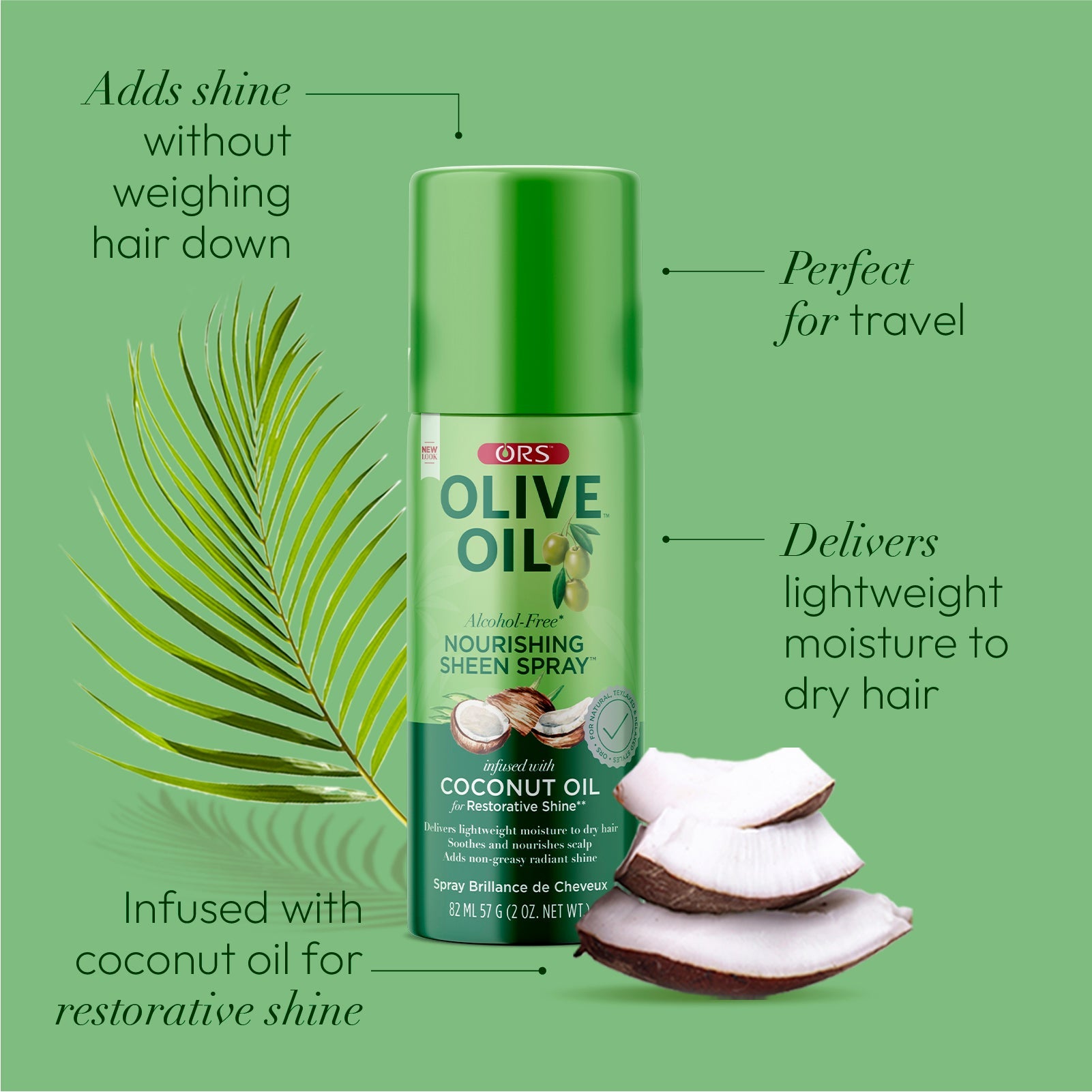 ORS Olive Oil Nourishing Sheen Spray for Restorative Shine (2.0 oz)