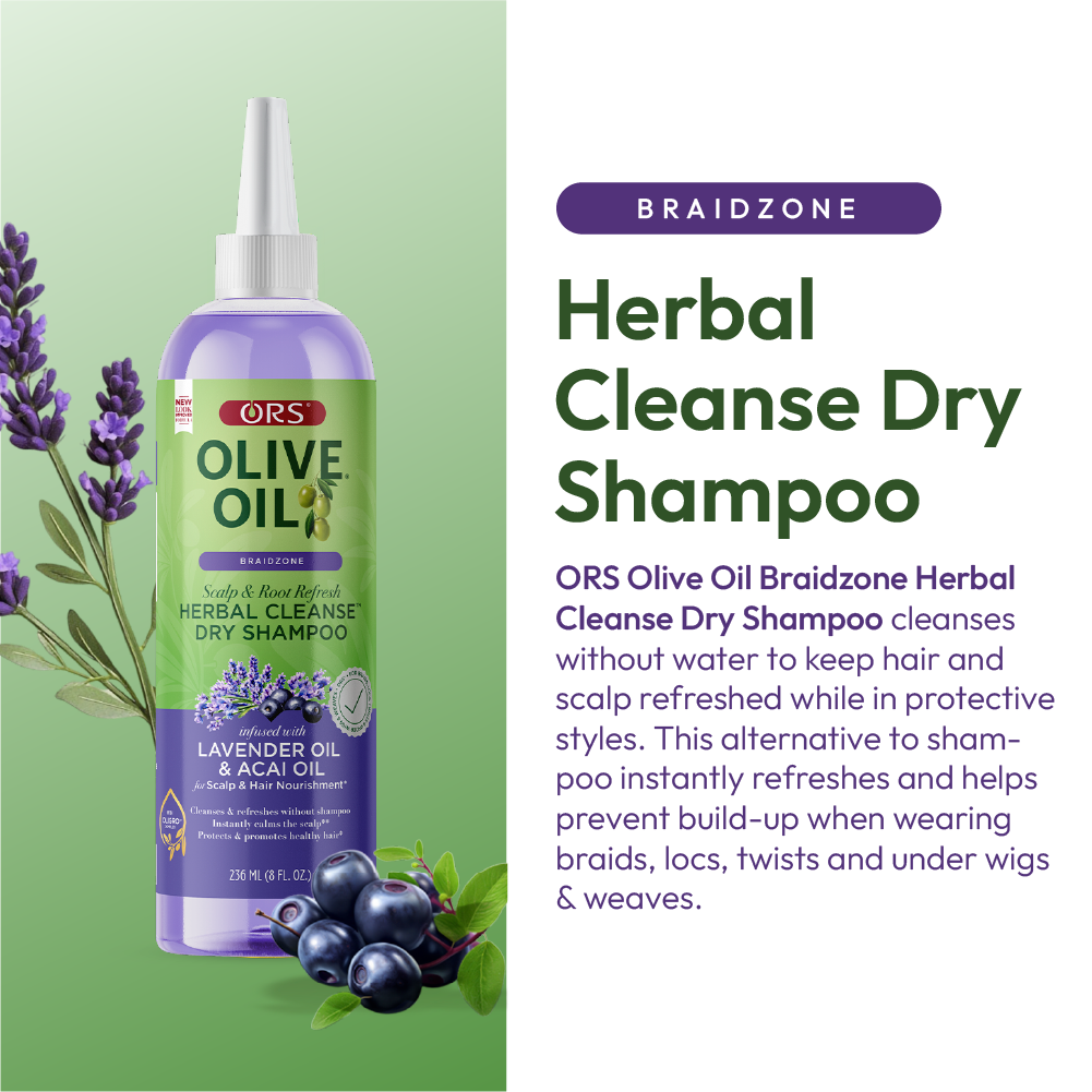 ORS Olive Oil Braidzone Herbal Cleanse Dry Shampoo for Scalp &amp; Hair Nourishment (8.0 oz)