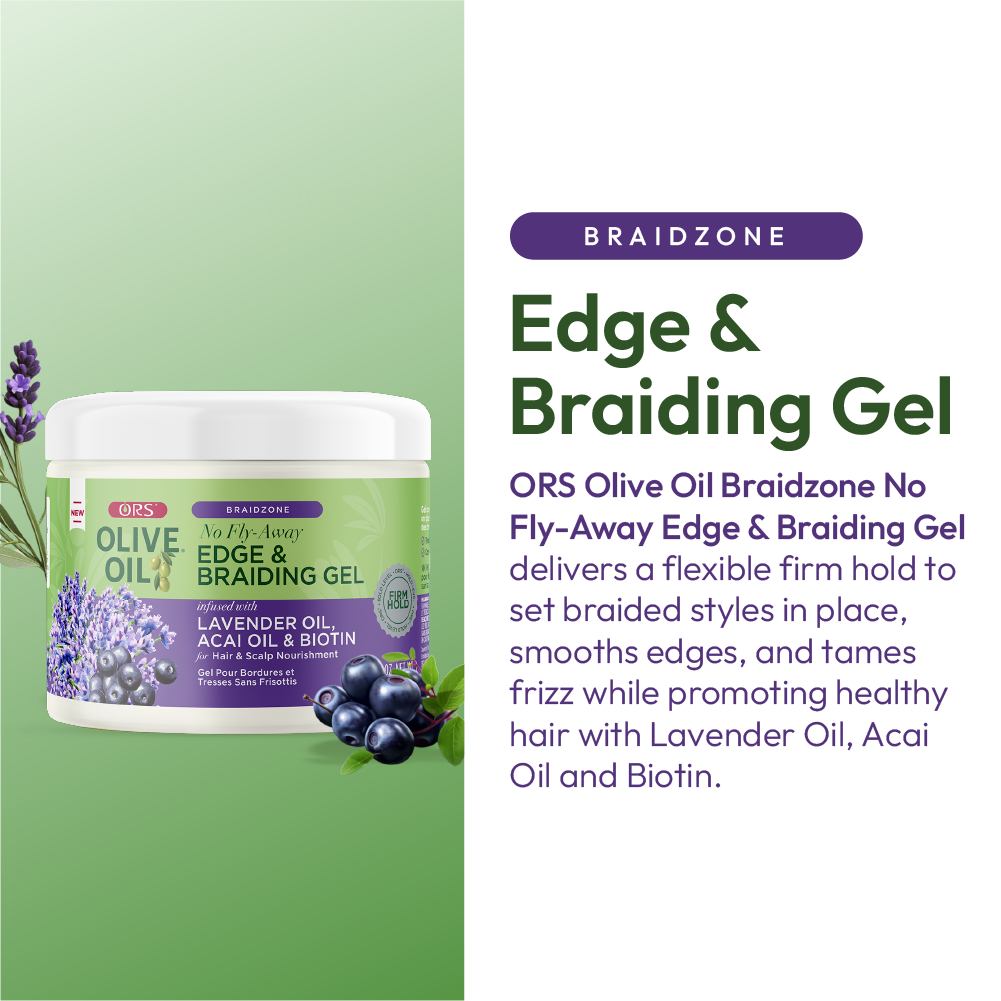 ORS Olive Oil Braidzone Edge &amp; Braiding Gel for Hair &amp; Scalp Nourishment (8.0 oz)