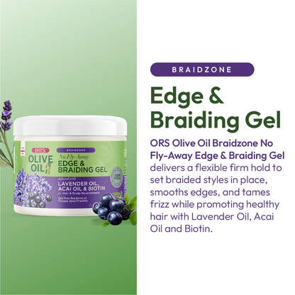 ORS Olive Oil Braidzone Edge &amp; Braiding Gel for Hair &amp; Scalp Nourishment (8.0 oz)