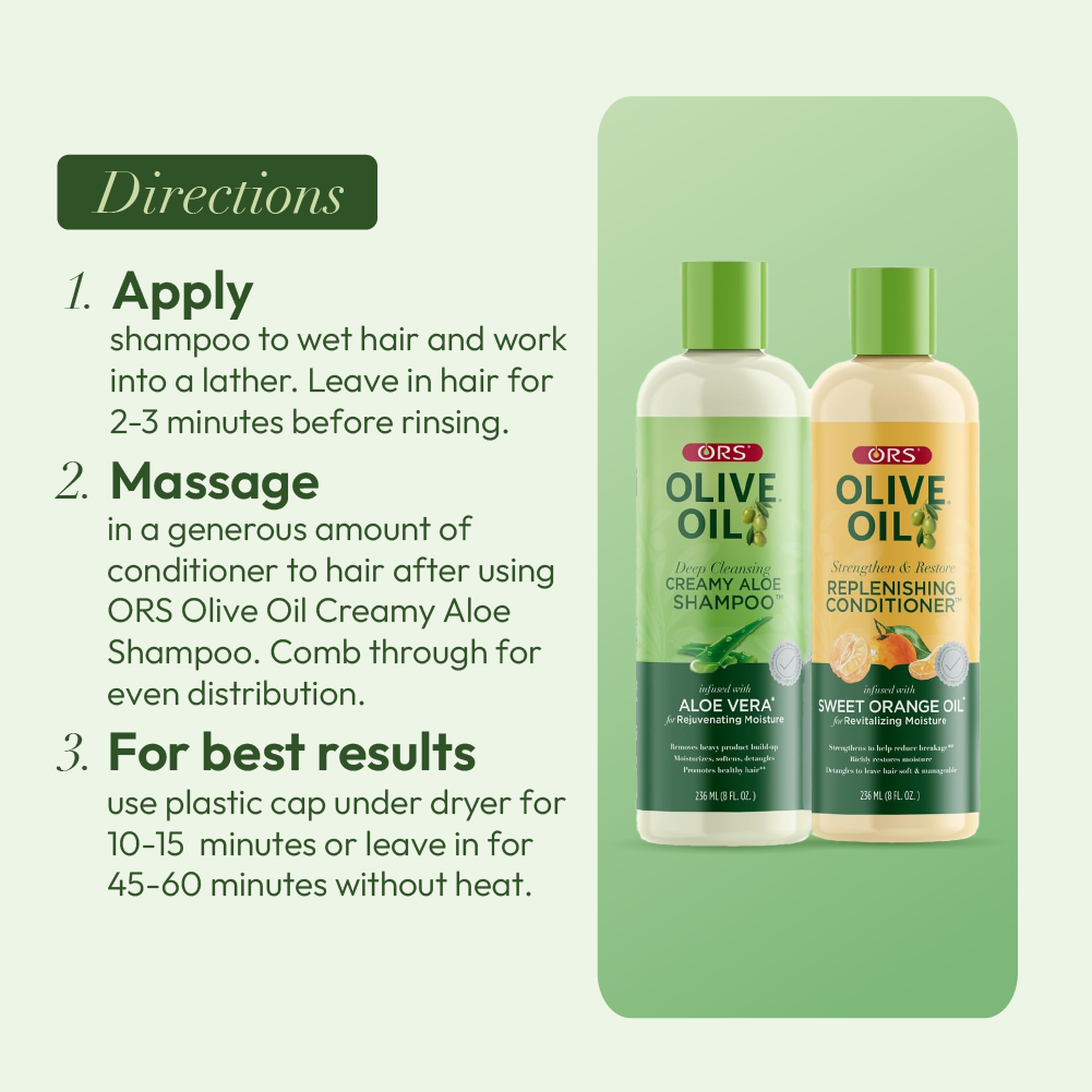 ORS Olive Oil Shampoo &amp; Conditioner for Revitalizing Moisture (8.0 oz) 2-Piece Set