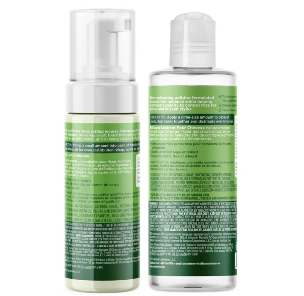 ORS Olive Oil Hair Polisher &amp; Wrap Set Mousse for Smoothing &amp; Restorative Shine 2-Piece Set